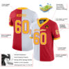 Custom Scarlet Gold-White Split Fashion Football Jersey