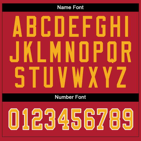 Custom Scarlet Gold-White Split Fashion Football Jersey