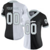 Custom Black Silver-White Split Fashion Football Jersey