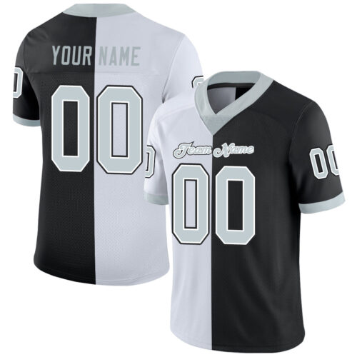 split_0222 Custom Black Silver-White Split Fashion Football Jersey