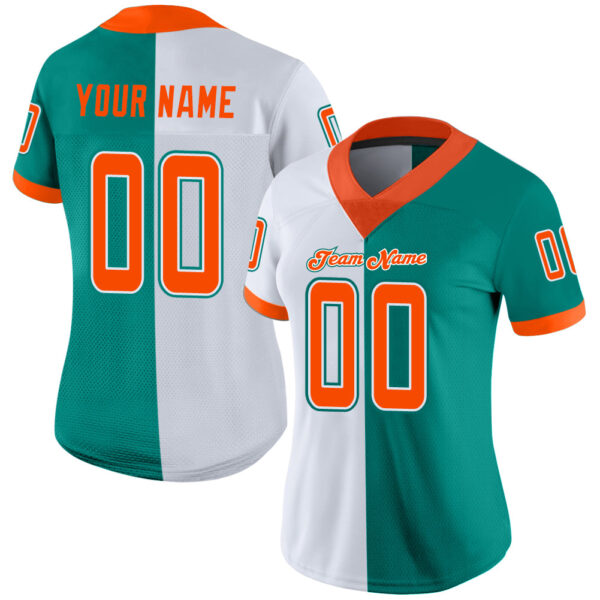 split_0225-1 Custom Aqua Orange-White Split Fashion Football Jersey