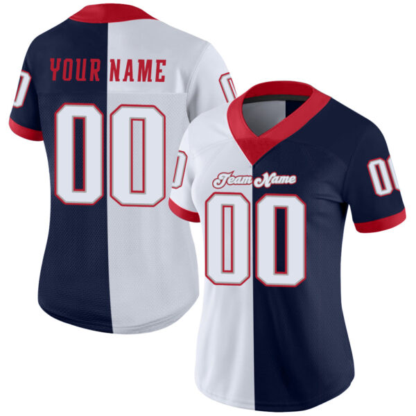 split_0227-1 Custom Navy White-Scarlet Split Fashion Football Jersey