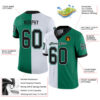 Custom Kelly Green Black-White Split Fashion Football Jersey