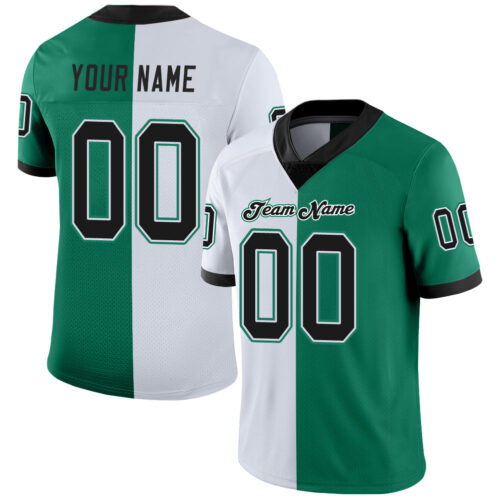 split_0230 Custom Kelly Green Black-White Split Fashion Football Jersey