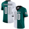 Custom Midnight Green White-Black Split Fashion Football Jersey