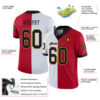Custom Red Black-White Split Fashion Football Jersey