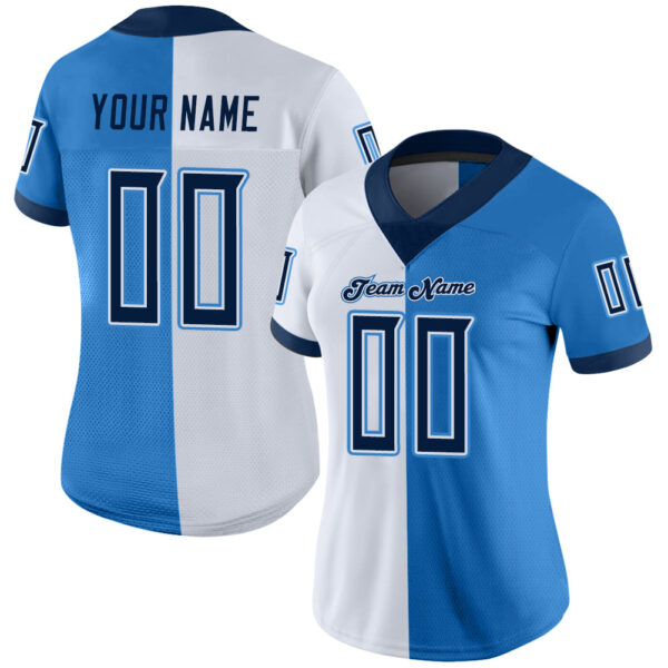split_0236-1 Custom Powder Blue Navy-White Split Fashion Football Jersey
