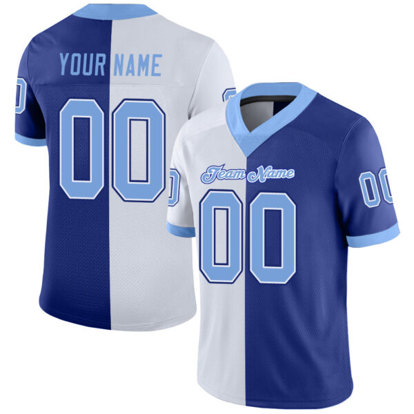 split_0238 Custom Royal Light Blue-White Split Fashion Football Jersey