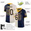 Custom Cream Navy-Gold Split Fashion Football Jersey