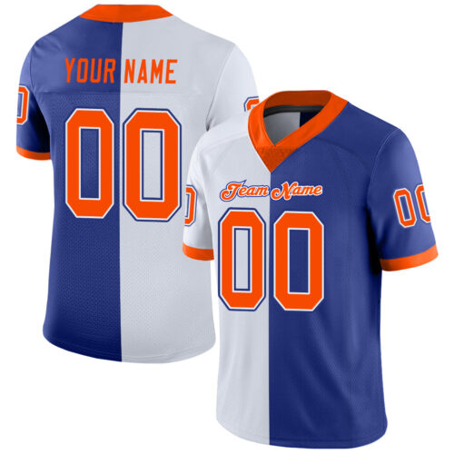 split_0241 Custom Royal Orange-White Split Fashion Football Jersey