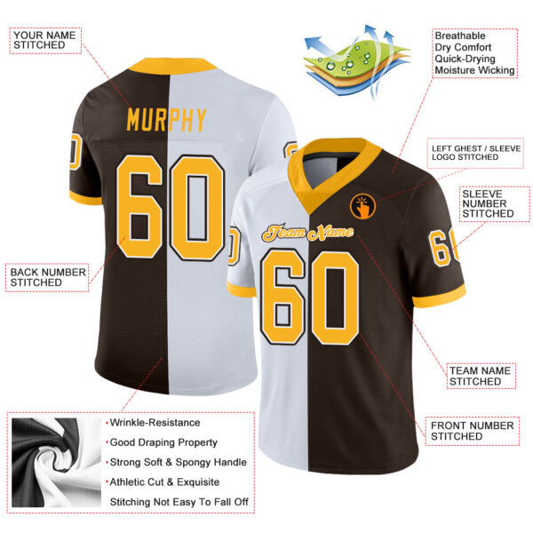 split_0242-2 Custom Brown Gold-White Split Fashion Football Jersey