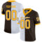 split_0242 Custom Brown Gold-White Split Fashion Football Jersey