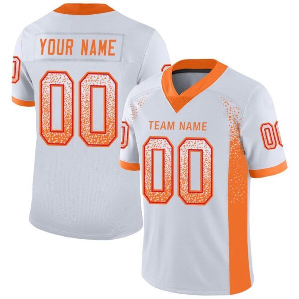 Custom White Orange-Red Drift Fashion Football Jersey