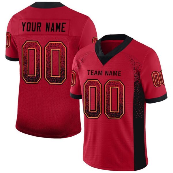 Custom Red Black-Orange Drift Fashion Football Jersey