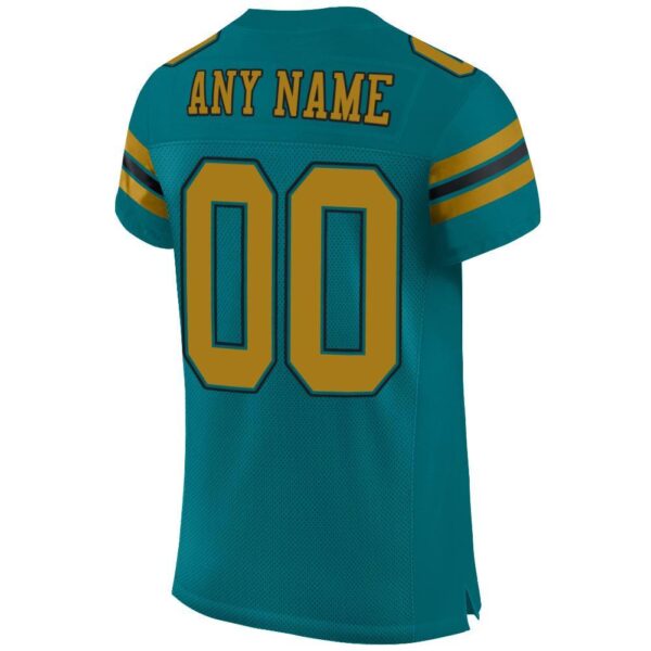 teal_0003-3 Custom Teal Old Gold-Black Mesh Authentic Football Jersey