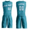 Custom Teal White Round Neck Suit Basketball Jersey