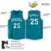 Custom Teal White V-Neck Basketball Jersey