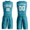 Custom Teal White Round Neck Suit Basketball Jersey