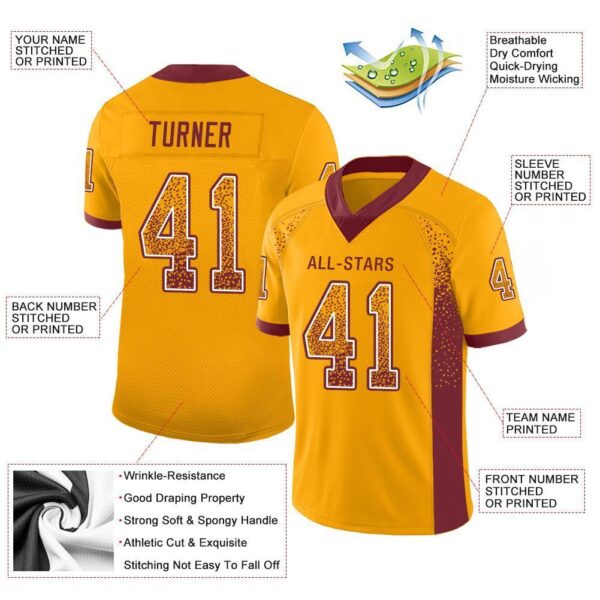 washington_0046-1 Custom Gold Burgundy-White Drift Fashion Football Jersey