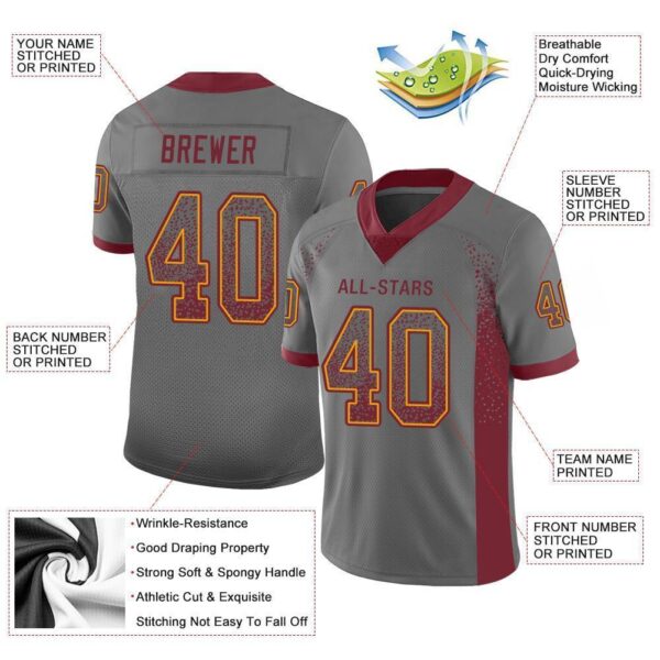 washington_0048-1 Custom Gray Burgundy-Gold Drift Fashion Football Jersey