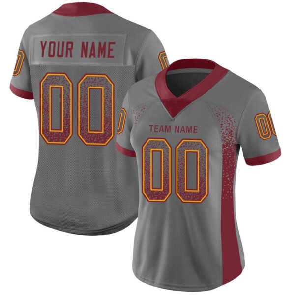 washington_0048 Custom Gray Burgundy-Gold Drift Fashion Football Jersey
