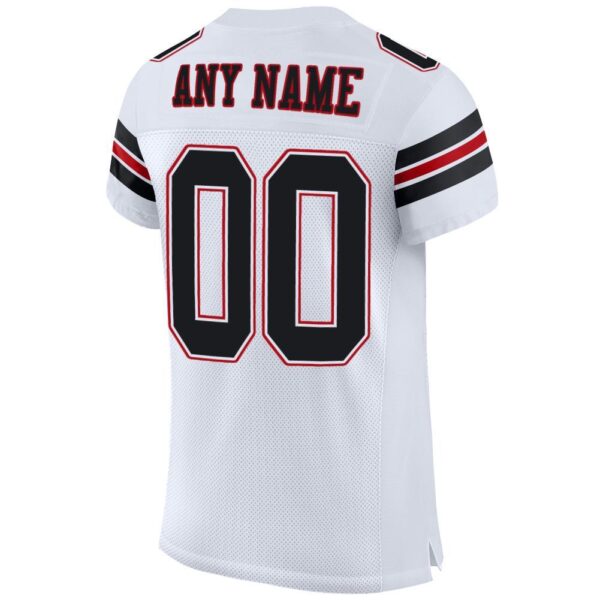 Custom White Black-Red Mesh Authentic Football Jersey