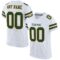 white_0026 Custom White Green-Gold Mesh Authentic Football Jersey