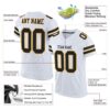 Custom White Black-Gold Mesh Authentic Football Jersey