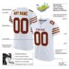 Custom White Burgundy-Gold Mesh Authentic Football Jersey