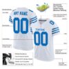 Custom White Panther Blue-Light Gray Mesh Authentic Football Jersey