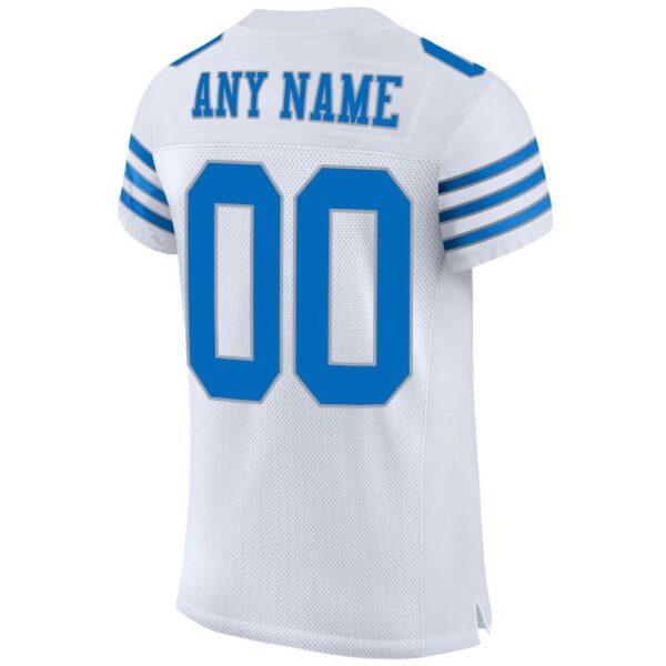 Custom White Panther Blue-Light Gray Mesh Authentic Football Jersey