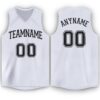 Custom White Black V-Neck Basketball Jersey