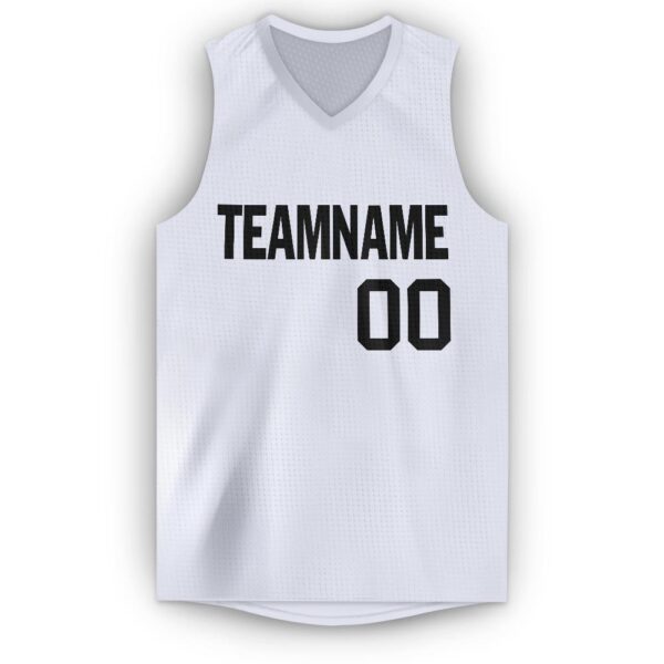 Custom White Black V-Neck Basketball Jersey