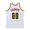 Custom White Navy-Gold Authentic Throwback Basketball Jersey