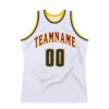 Custom White Navy-Gold Authentic Throwback Basketball Jersey