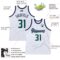 Custom White Hunter Green-Navy Authentic Throwback Basketball Jersey