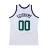 Custom White Hunter Green-Navy Authentic Throwback Basketball Jersey