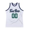 Custom White Hunter Green-Navy Authentic Throwback Basketball Jersey