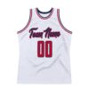 Custom White Red-Navy Authentic Throwback Basketball Jersey