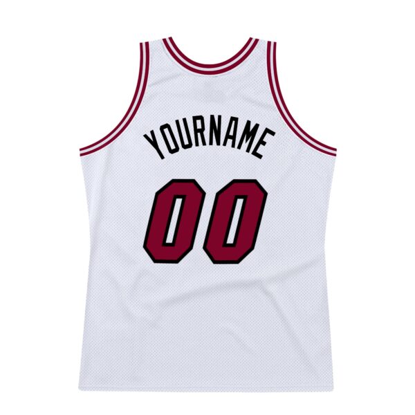Custom White Maroon-Black Authentic Throwback Basketball Jersey