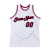 Custom White Maroon-Black Authentic Throwback Basketball Jersey
