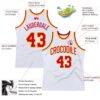 Custom White Red-Gold Authentic Throwback Basketball Jersey