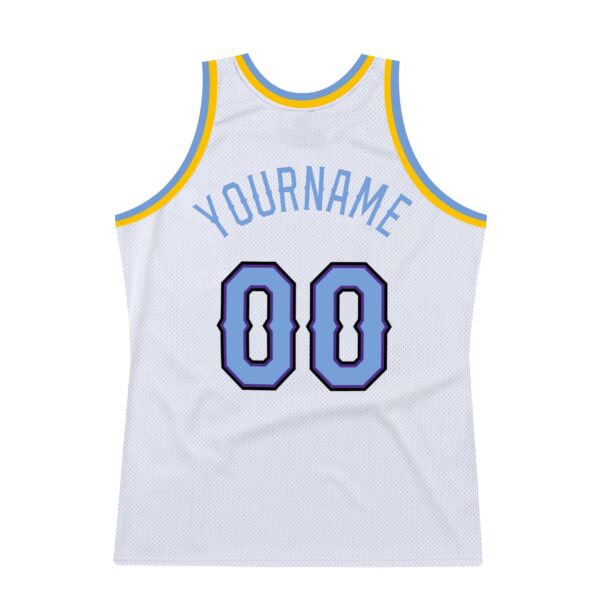Custom White Light Blue-Purple Authentic Throwback Basketball Jersey