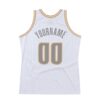Custom White Steel Gray-Old Gold Authentic Throwback Basketball Jersey