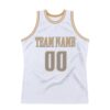 Custom White Steel Gray-Old Gold Authentic Throwback Basketball Jersey