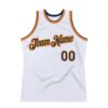 Custom White Navy-Orange Authentic Throwback Basketball Jersey
