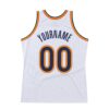 Custom White Navy-Orange Authentic Throwback Basketball Jersey