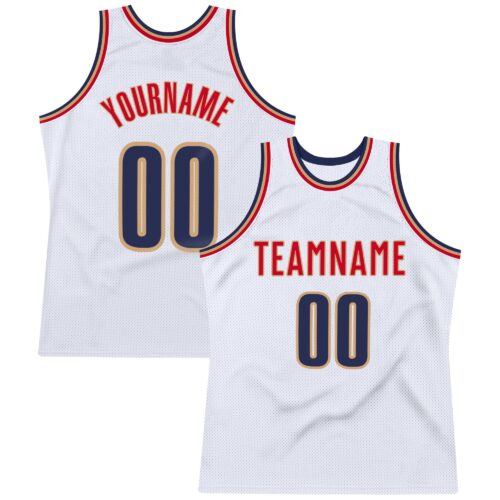 white_0482 Custom White Navy-Old Gold Authentic Throwback Basketball Jersey