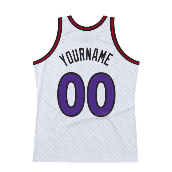 Custom White Purple-Red Authentic Throwback Basketball Jersey