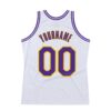 Custom White Purple-Gold Authentic Throwback Basketball Jersey
